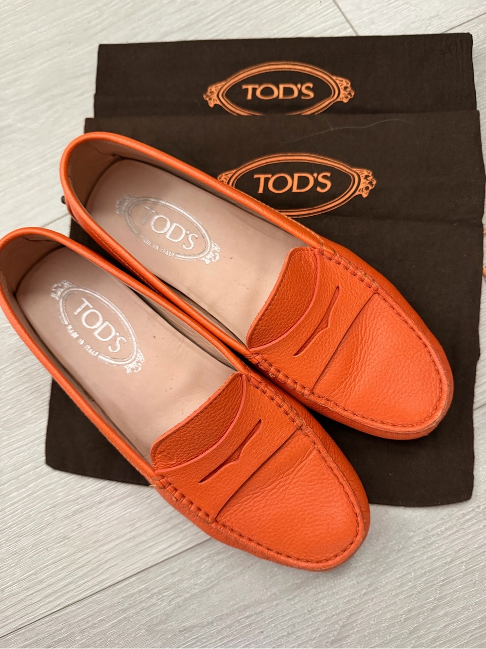 Tod’s Gommino Orange Leather Loafer